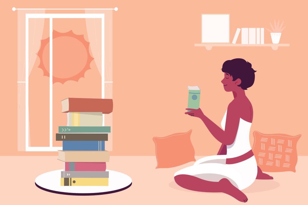 Decorative image of person reading book