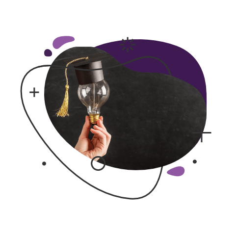 Decorative image of graduation cap and light bulb